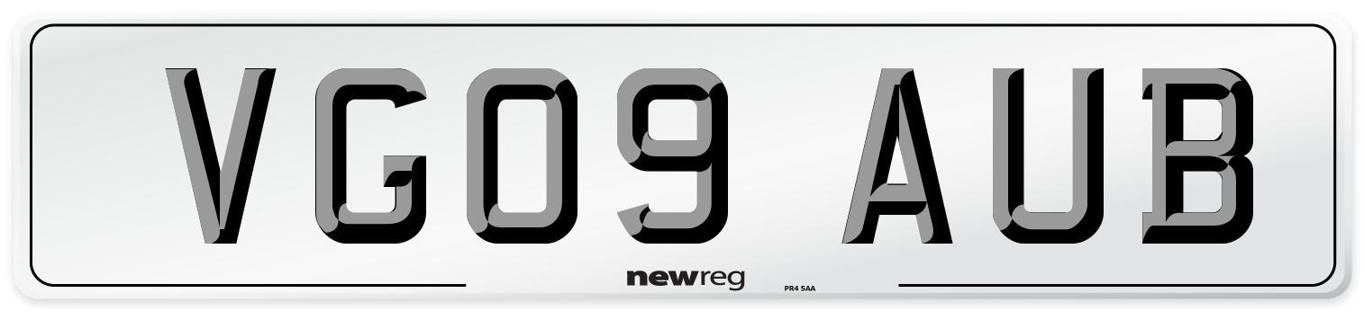 VG09 AUB Number Plate from New Reg